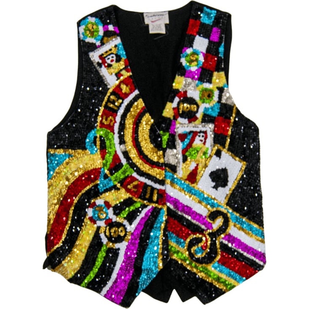 80's Full Sequin Casino Theme Vest